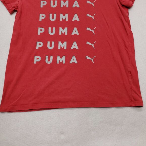 Puma Pullover Casual Short Sleeve Graphic T-Shirt Youth Boys Size Medium M Red - Picture 7 of 9